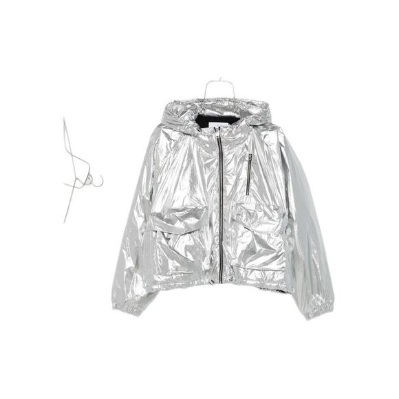 IRO Jackets & Blazers - IRO Metallic Hooded Zip-Up Jacket Women SILVER Coats & Jackets